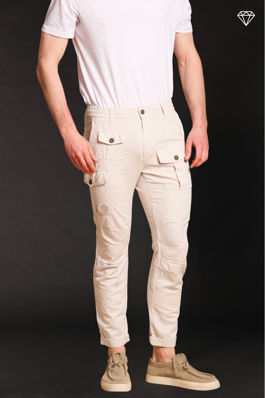 George Elax pantalone cargo uomo brocken di cotone e canapa logo edition carrot fit ①