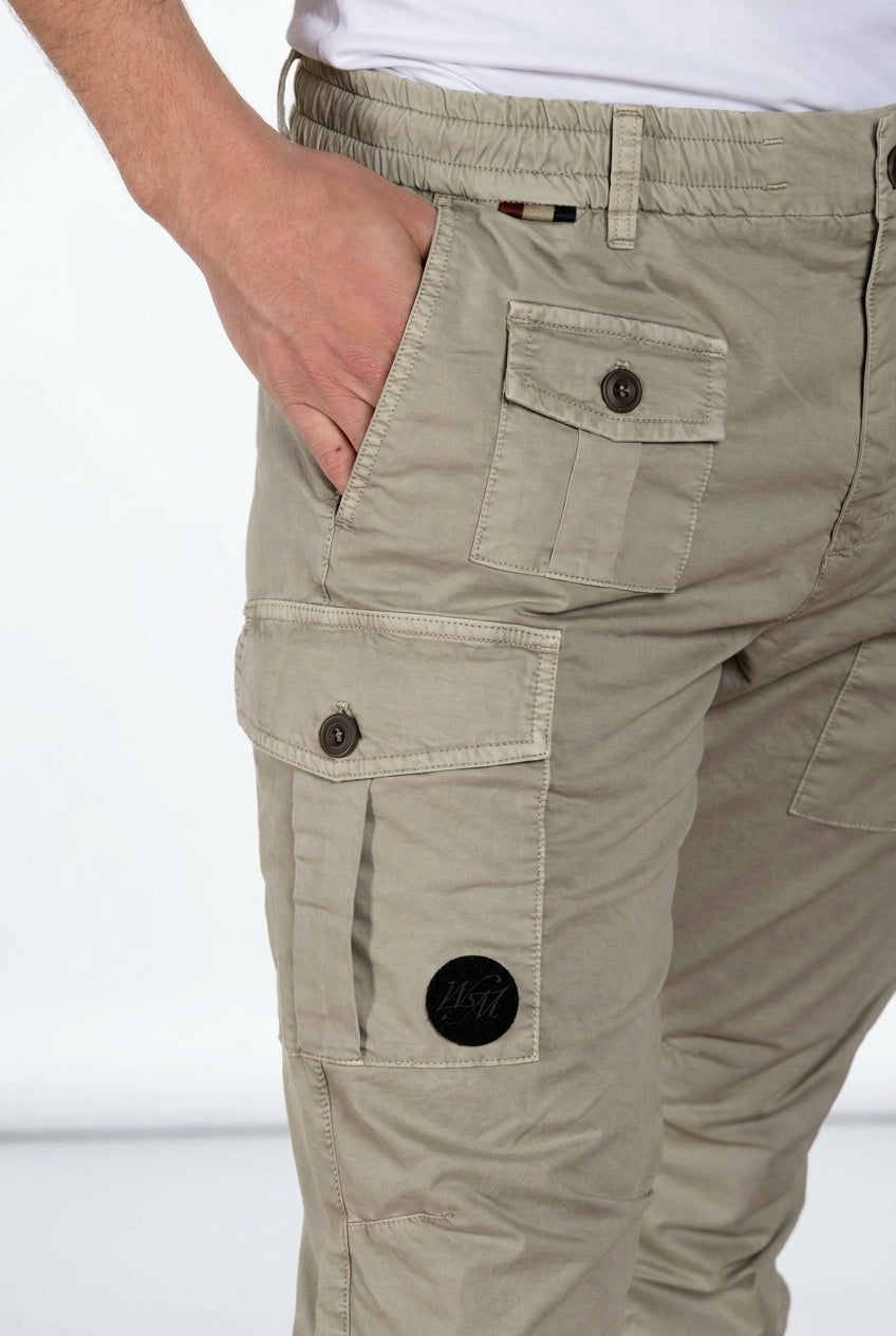 George Coolpocket pantalone cargo jogger uomo in gabardina stretch Logo Edition carrot fit ①