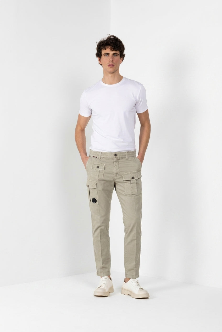George Coolpocket pantalone cargo jogger uomo in gabardina stretch Logo Edition carrot fit ①