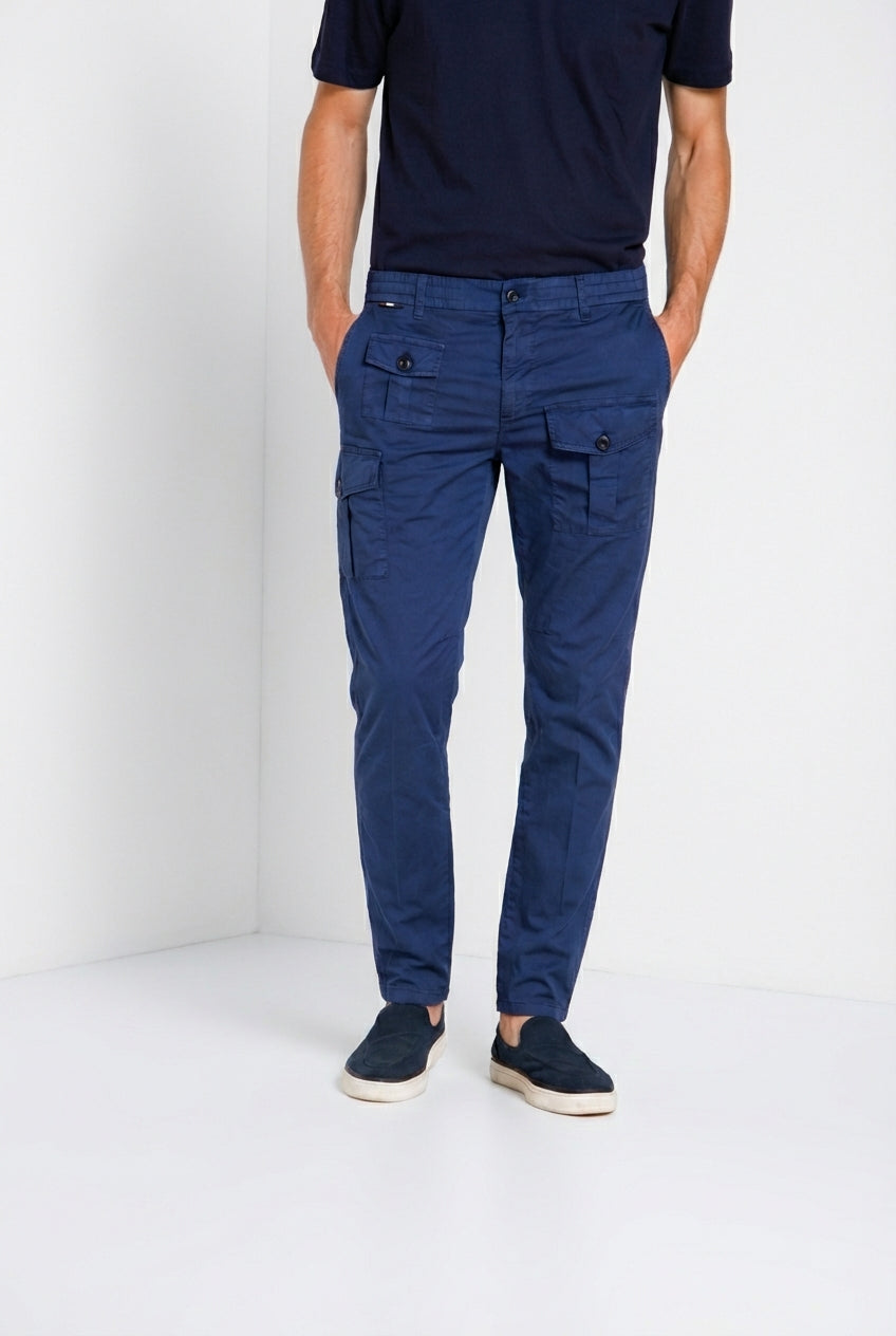 George Coolpocket pantalone cargo jogger uomo in gabardina stretch Logo Edition carrot fit ①