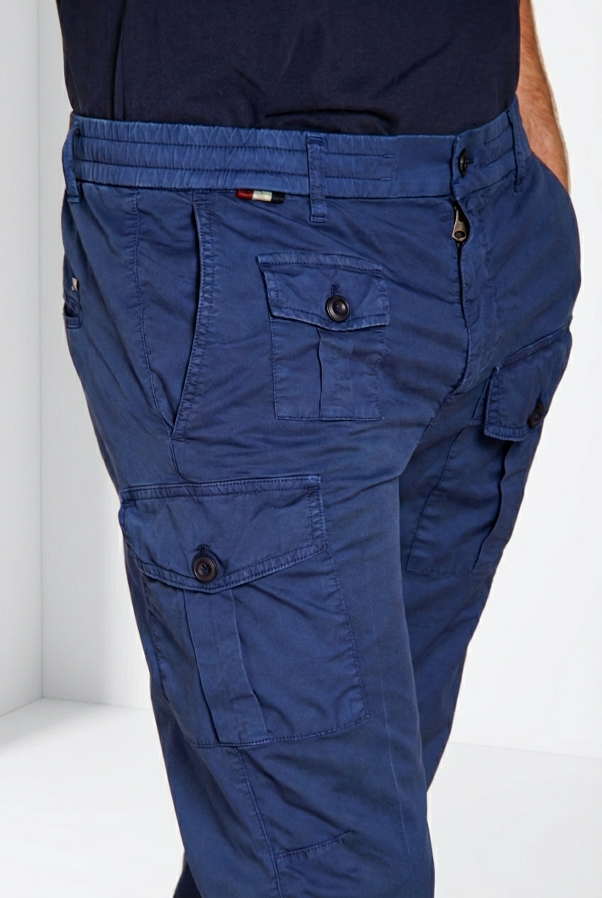 George Coolpocket pantalone cargo jogger uomo in gabardina stretch Logo Edition carrot fit ①