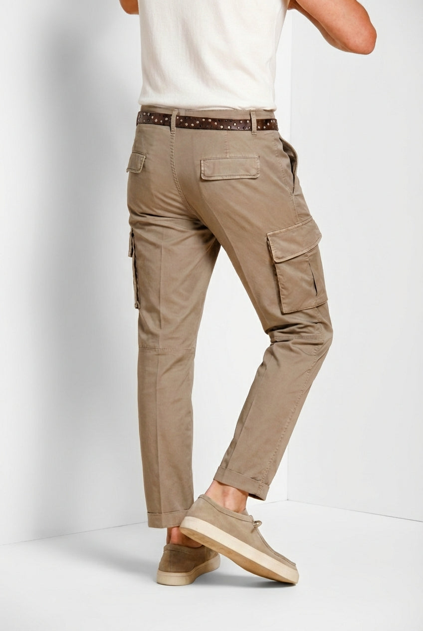 Chile pantalone cargo uomo in gabardina stretch regular fit