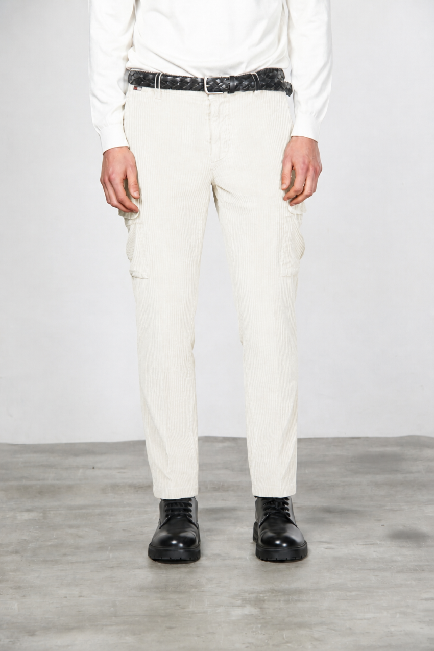 Chile pantalone cargo uomo in velluto a costa larga regular fit