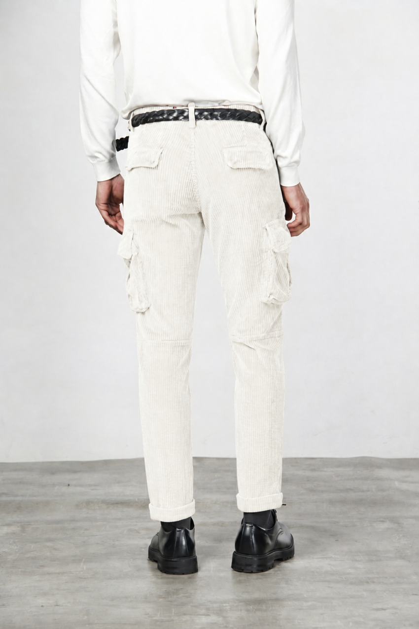 Chile pantalone cargo uomo in velluto a costa larga regular fit