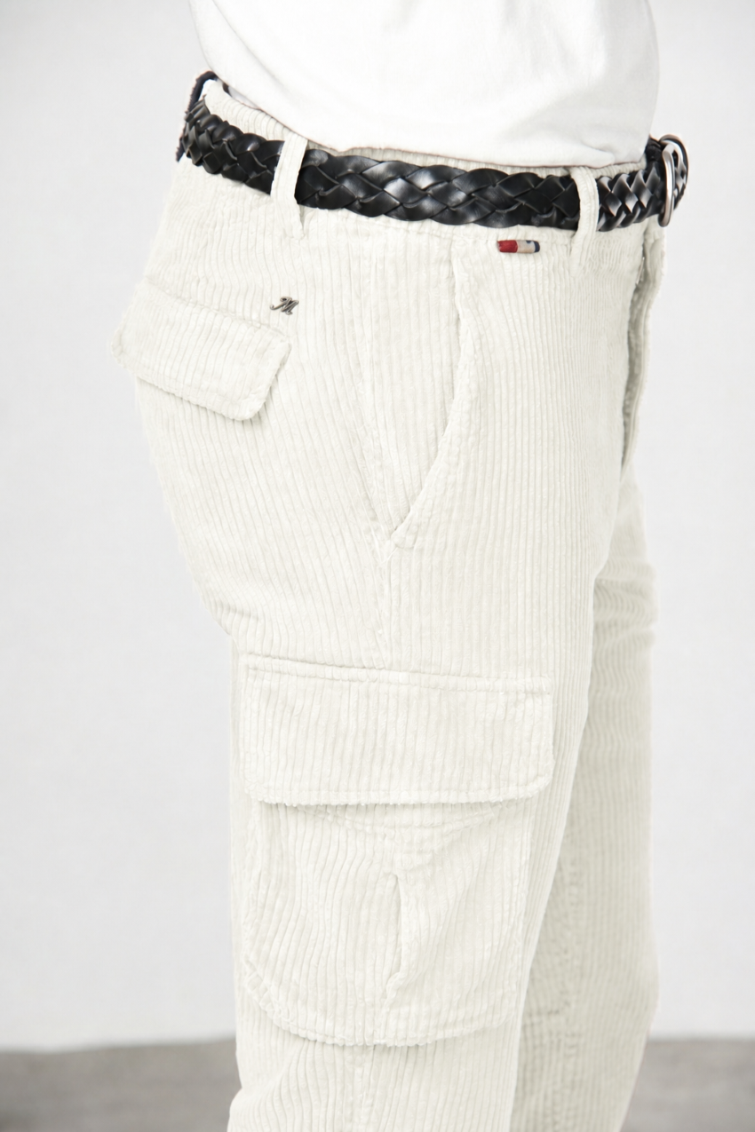 Chile pantalone cargo uomo in velluto a costa larga regular fit