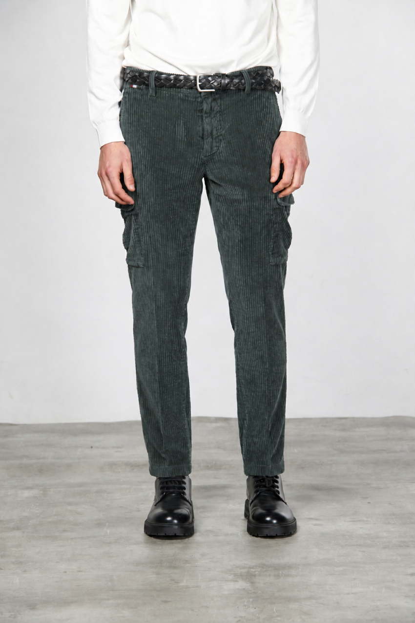 Chile pantalone cargo uomo in velluto a costa larga regular fit