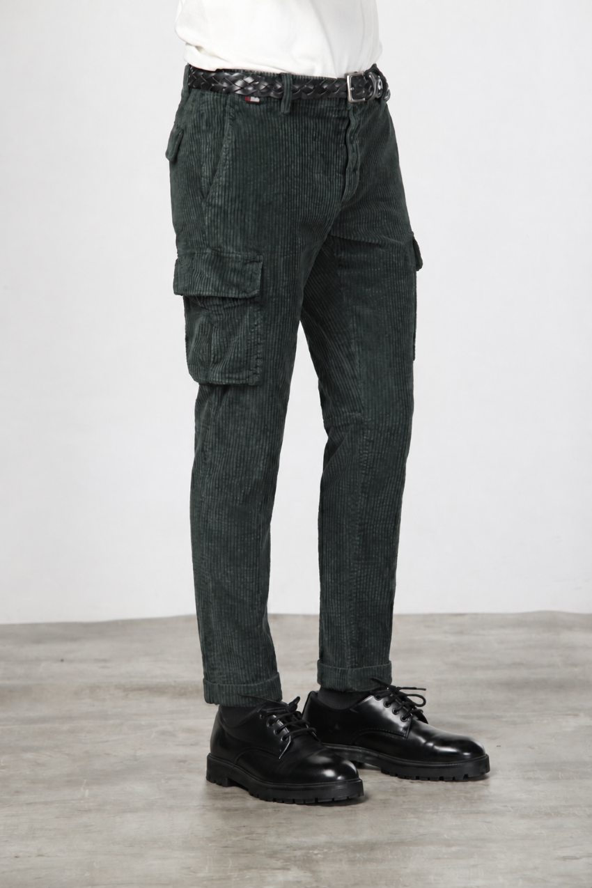 Chile pantalone cargo uomo in velluto a costa larga regular fit