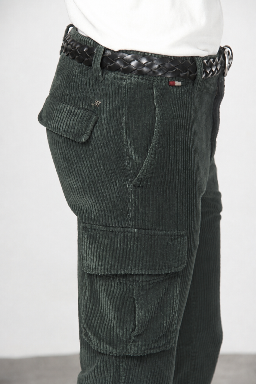 Chile pantalone cargo uomo in velluto a costa larga regular fit