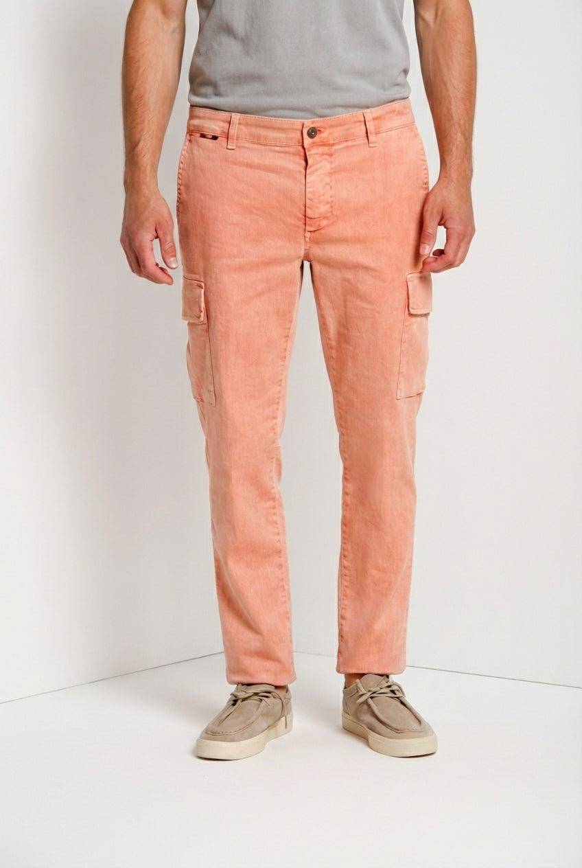 Chile delamere pantalone cargo uomo in twill lino e cotone regular fit