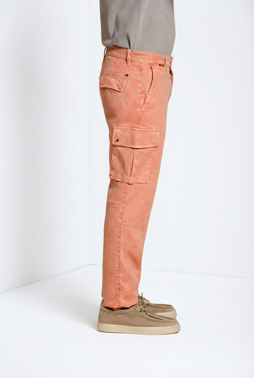 Chile delamere pantalone cargo uomo in twill lino e cotone regular fit