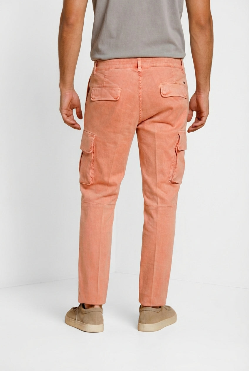 Chile delamere pantalone cargo uomo in twill lino e cotone regular fit