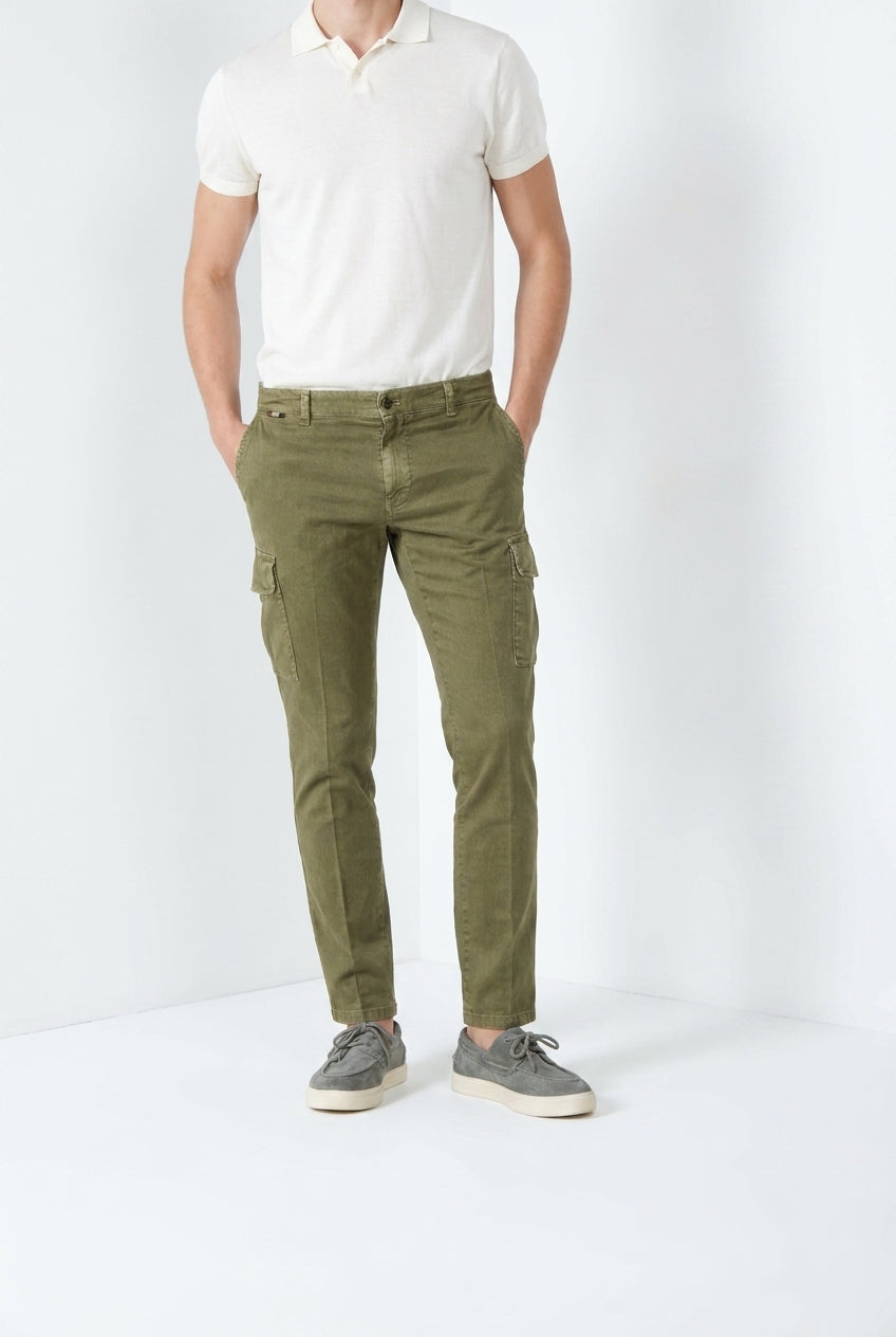 Chile delamere pantalone cargo uomo in twill lino e cotone regular fit