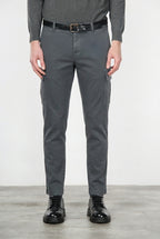 Chile pantalone cargo uomo in cotone stretch trama diagonale regular fit