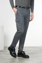 Chile pantalone cargo uomo in cotone stretch trama diagonale regular fit