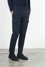 Chile pantalone cargo uomo in cotone stretch trama diagonale regular fit