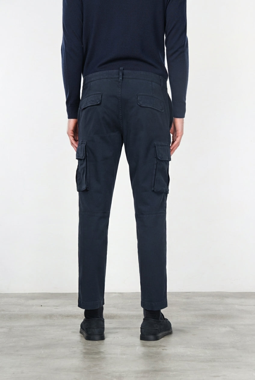 Chile pantalone cargo uomo in cotone stretch trama diagonale regular fit