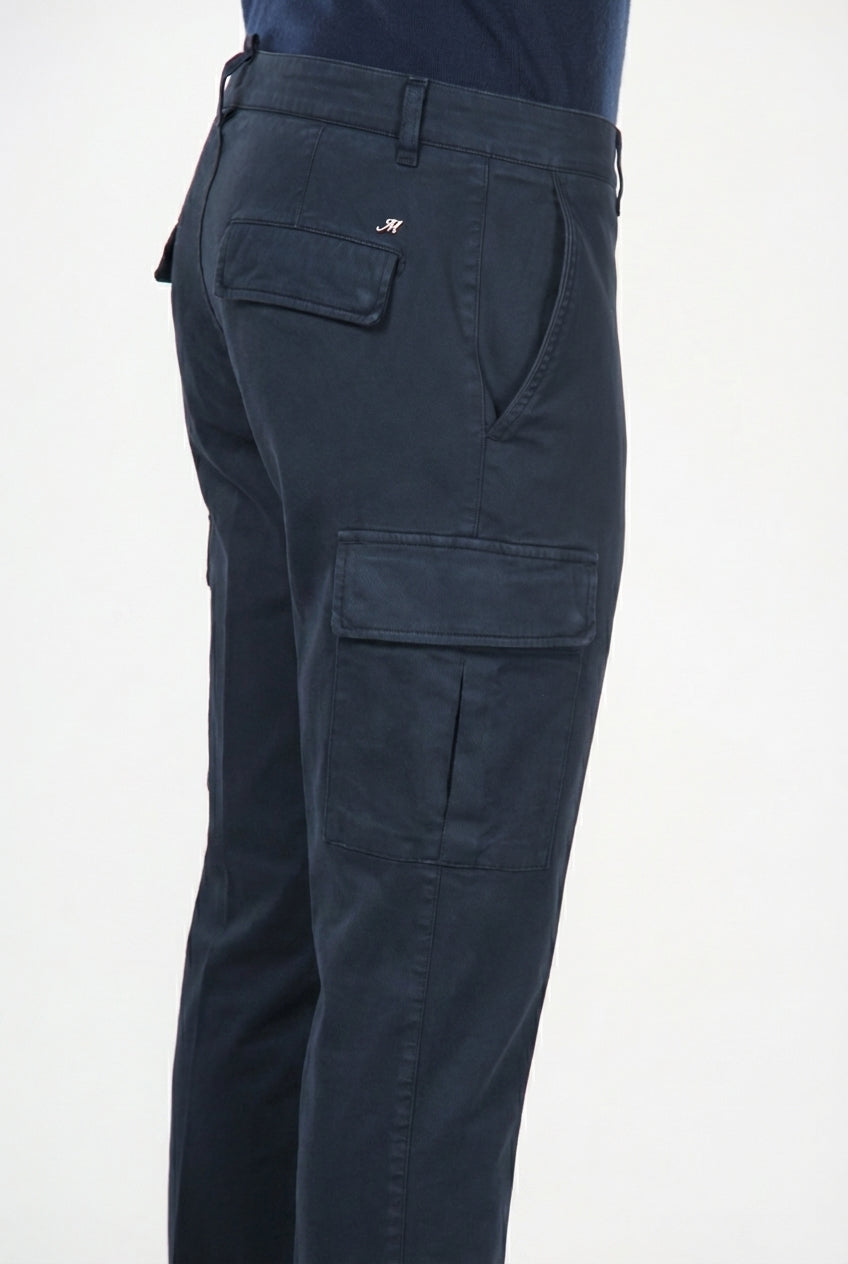 Chile pantalone cargo uomo in cotone stretch trama diagonale regular fit