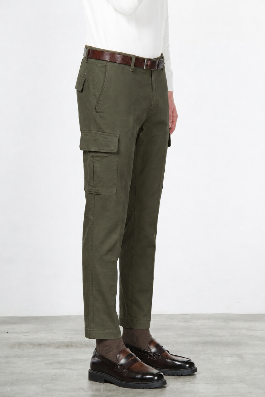 Chile Cargo-Hose für Herren aus Stretch-Baumwolle mit Diagonalstruktur Regular Fit
