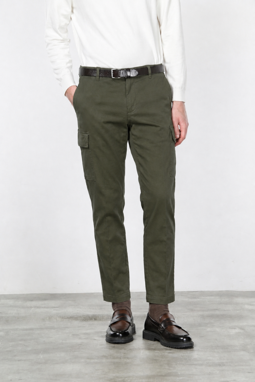Chile Cargo-Hose für Herren aus Stretch-Baumwolle mit Diagonalstruktur Regular Fit
