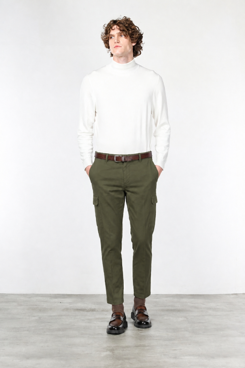 Chile Cargo-Hose für Herren aus Stretch-Baumwolle mit Diagonalstruktur Regular Fit