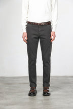 Chile pantalone cargo uomo in cotone stretch trama diagonale regular fit
