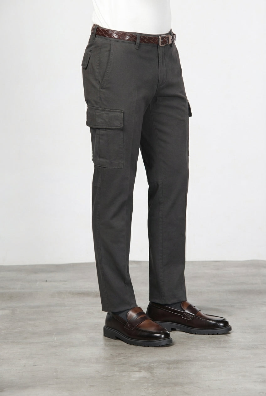 Chile pantalone cargo uomo in cotone stretch trama diagonale regular fit