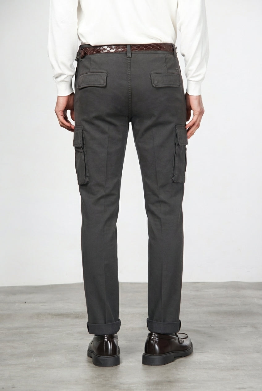 Chile pantalone cargo uomo in cotone stretch trama diagonale regular fit