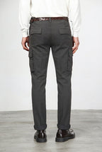 Chile pantalone cargo uomo in cotone stretch trama diagonale regular fit