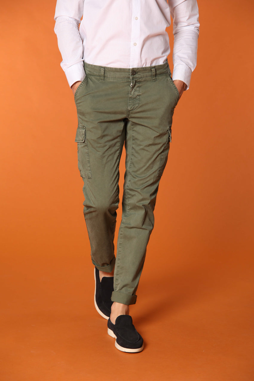 Chile  pantalone cargo uomo in twill di cotone pima leggero special washing  extra slim fit