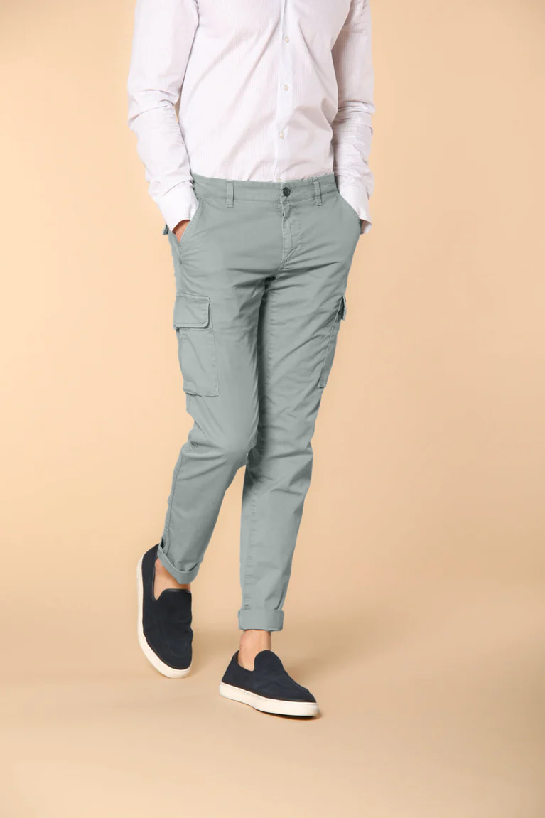 Chile  pantalone cargo uomo in twill di cotone pima leggero special washing  extra slim fit