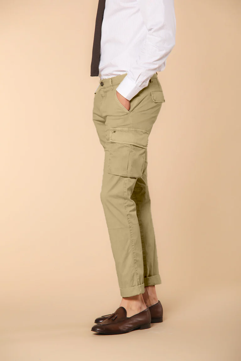 Chile  pantalone cargo uomo in twill di cotone pima leggero special washing  extra slim fit