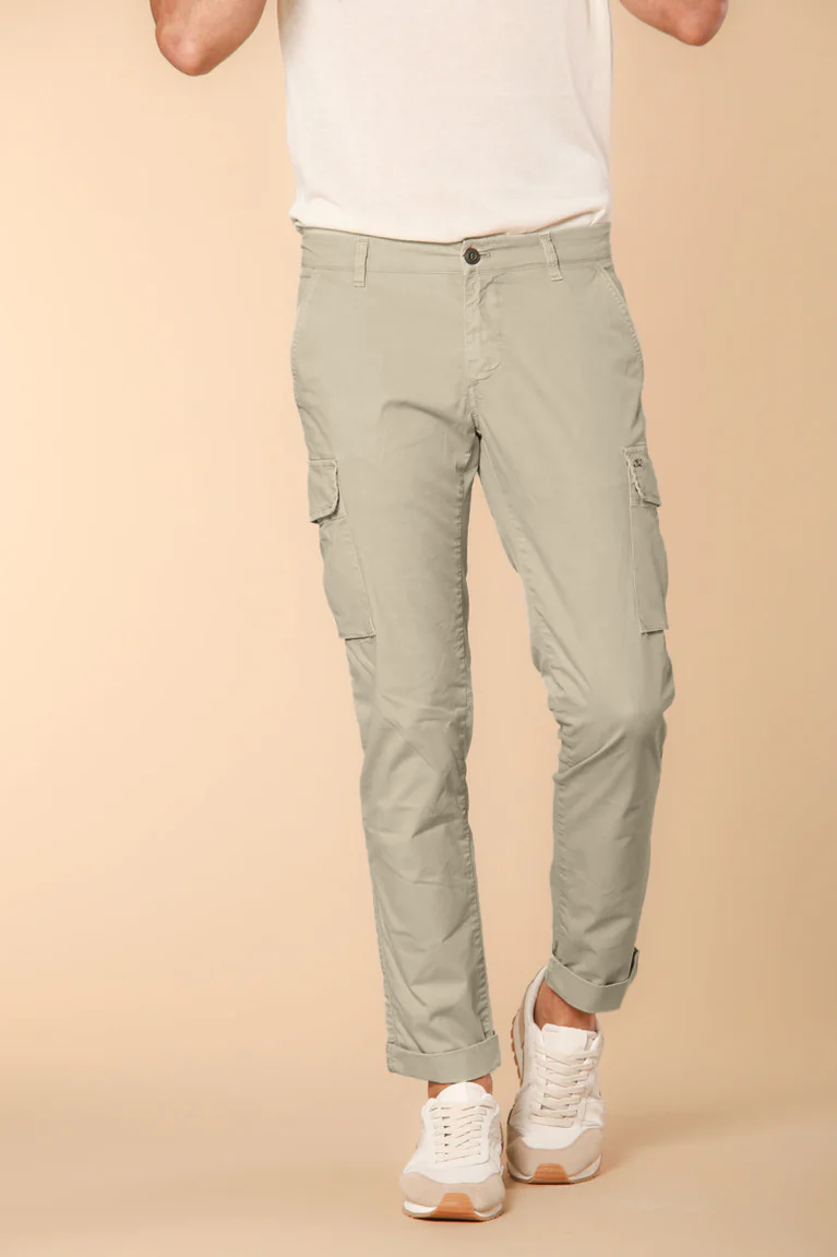 Chile  pantalone cargo uomo in twill di cotone pima leggero special washing  extra slim fit