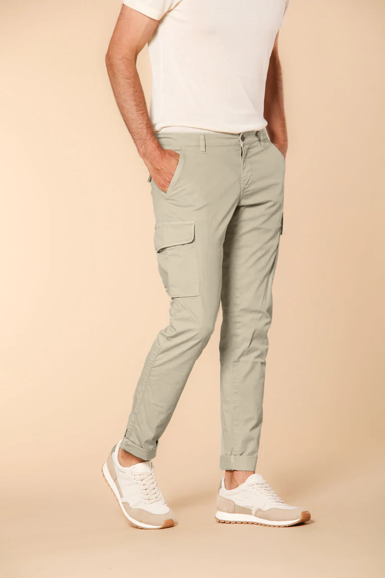 Chile pantalone cargo uomo in twill di cotone pima leggero special washing  extra-slim fit