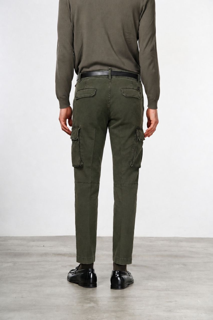 Chile pantalone cargo uomo in gabardina stretch extra slim fit ①