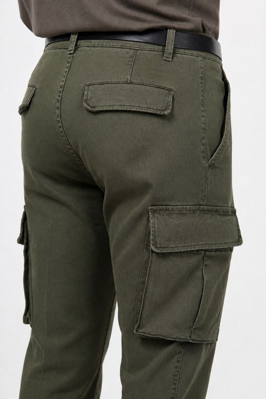 Chile pantalone cargo uomo in gabardina stretch extra slim fit ①
