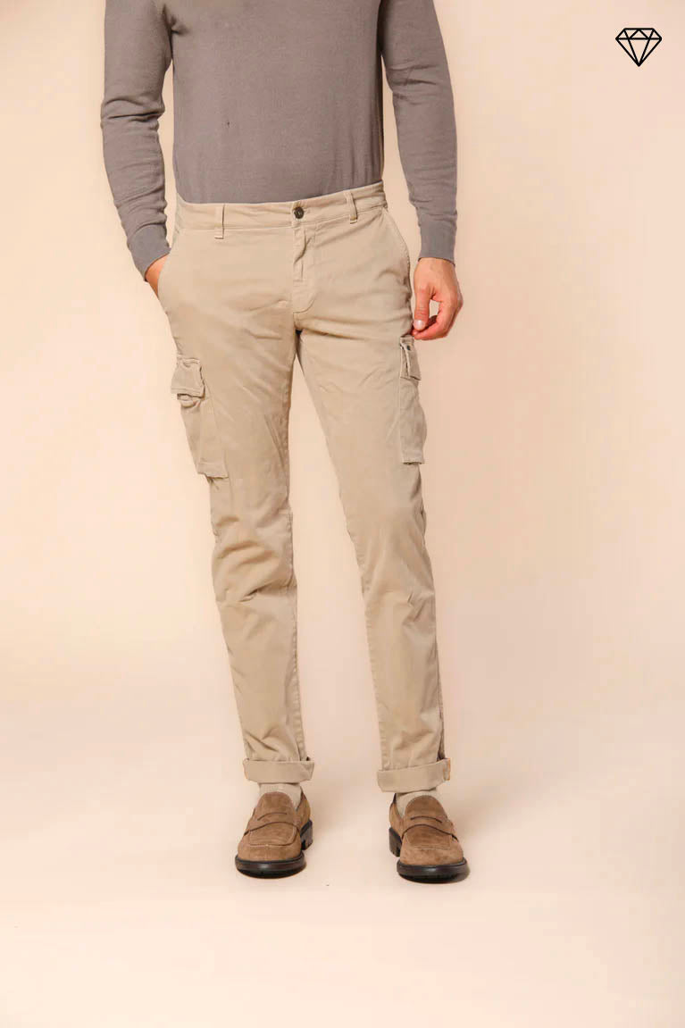 Chile pantalone cargo uomo in gabardina extra slim fit ①