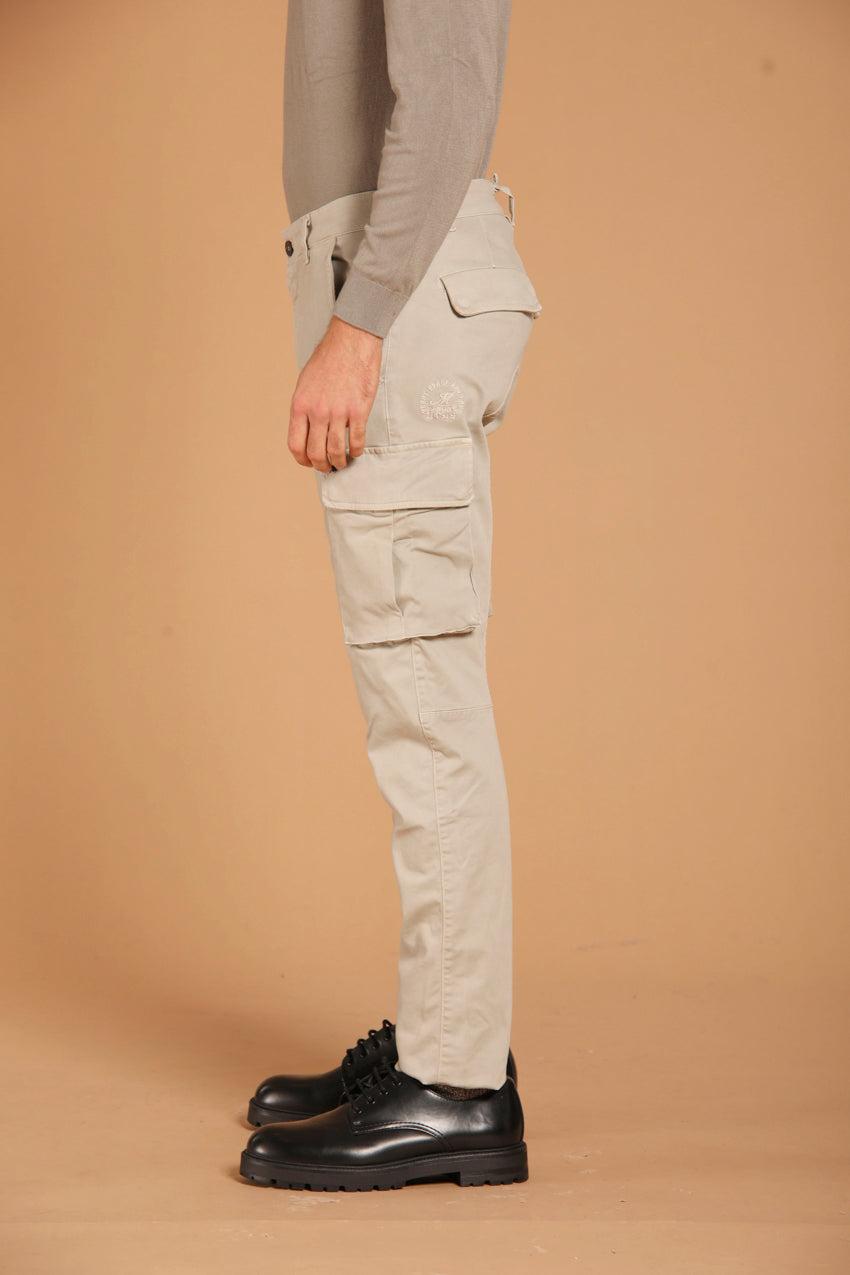 Chile pantalone cargo uomo in gabardina extra slim fit