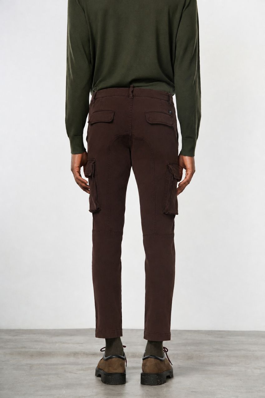 Chile pantalone cargo uomo in gabardina stretch extra slim fit ①