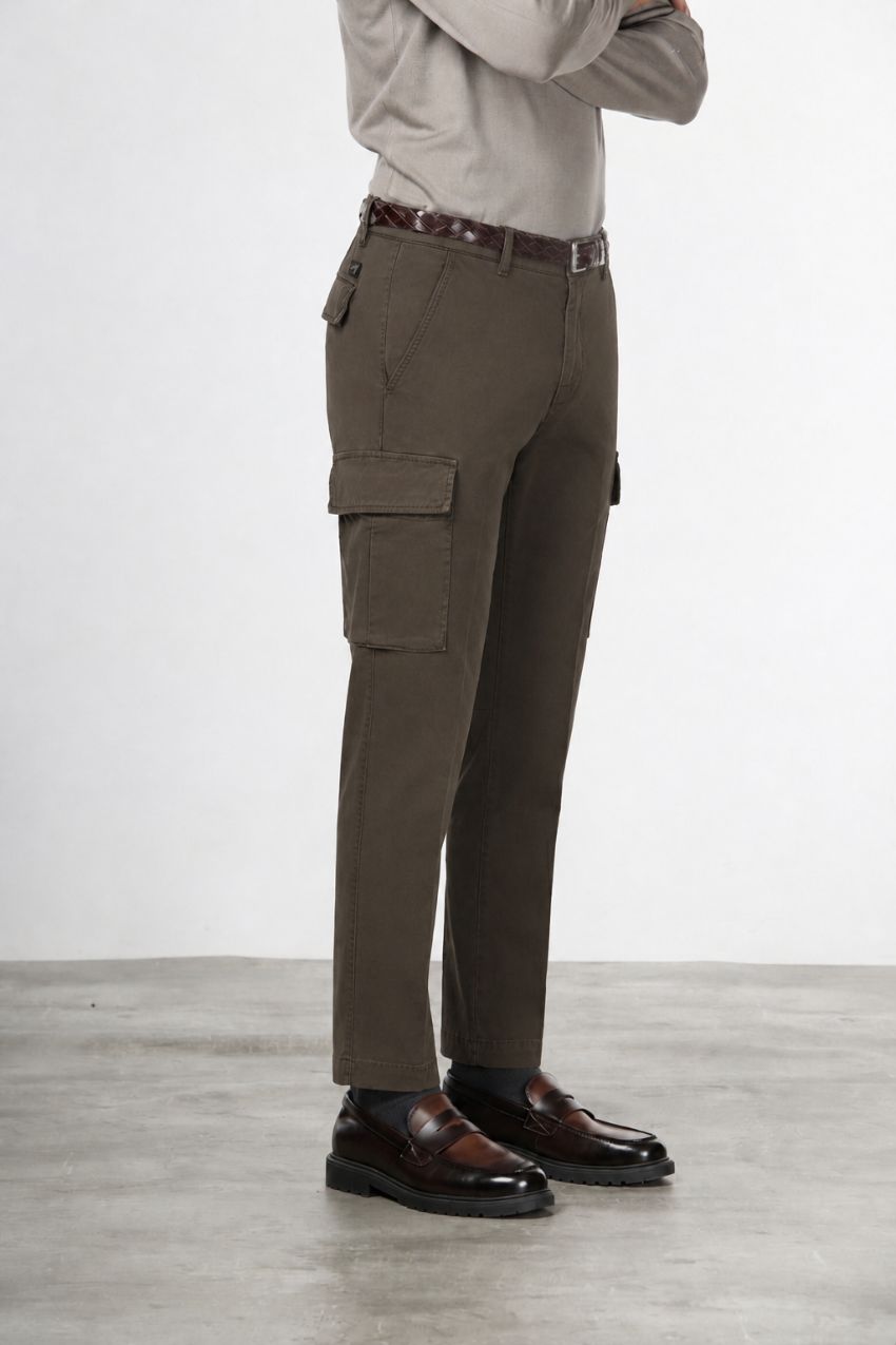Chile pantalone cargo uomo in gabardina stretch extra slim fit ①