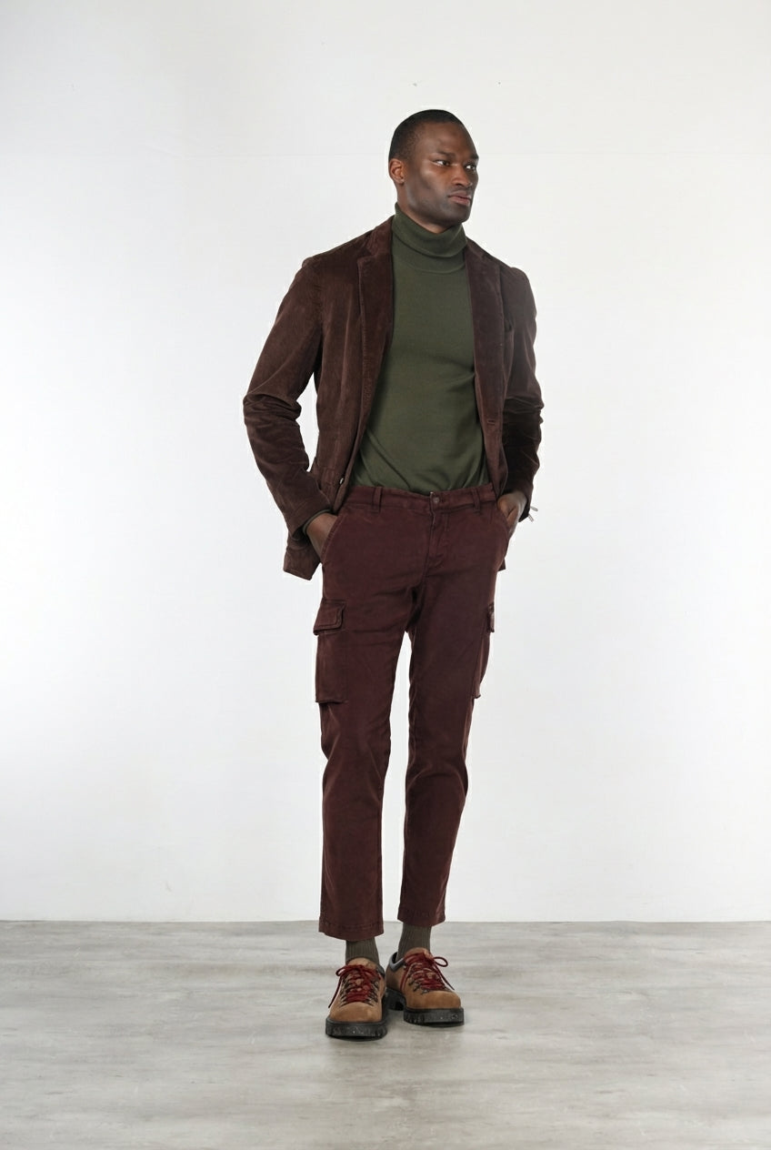 Chile pantalone cargo uomo in gabardina stretch extra slim fit ①