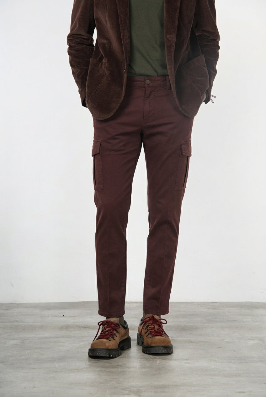 Chile pantalone cargo uomo in gabardina stretch extra slim fit ①