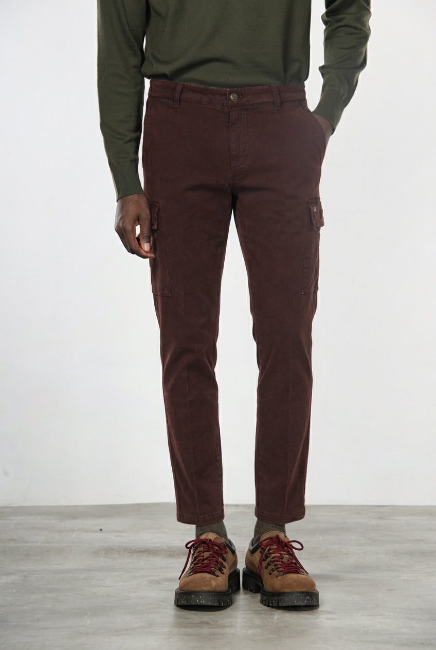Chile pantalone cargo uomo in gabardina stretch extra slim fit ①