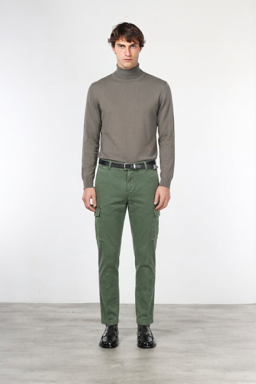 Chile pantalone cargo uomo in gabardina stretch extra slim fit ①