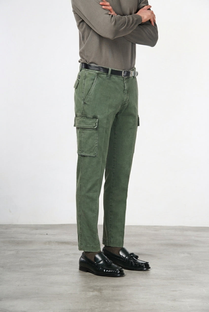 Chile pantalone cargo uomo in gabardina stretch extra slim fit ①