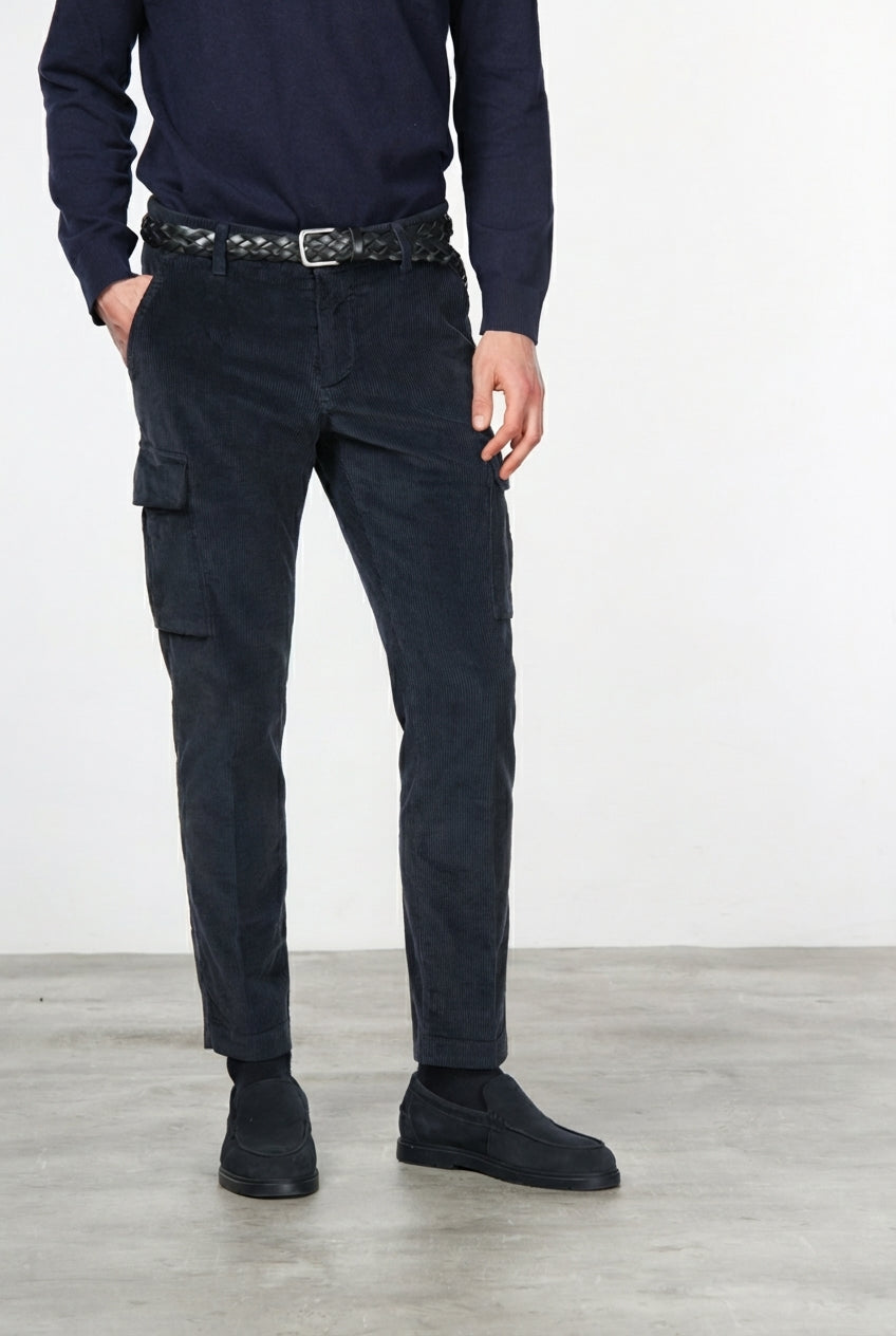 Chile pantalone cargo uomo in velluto 500 righe extra slim fit ①