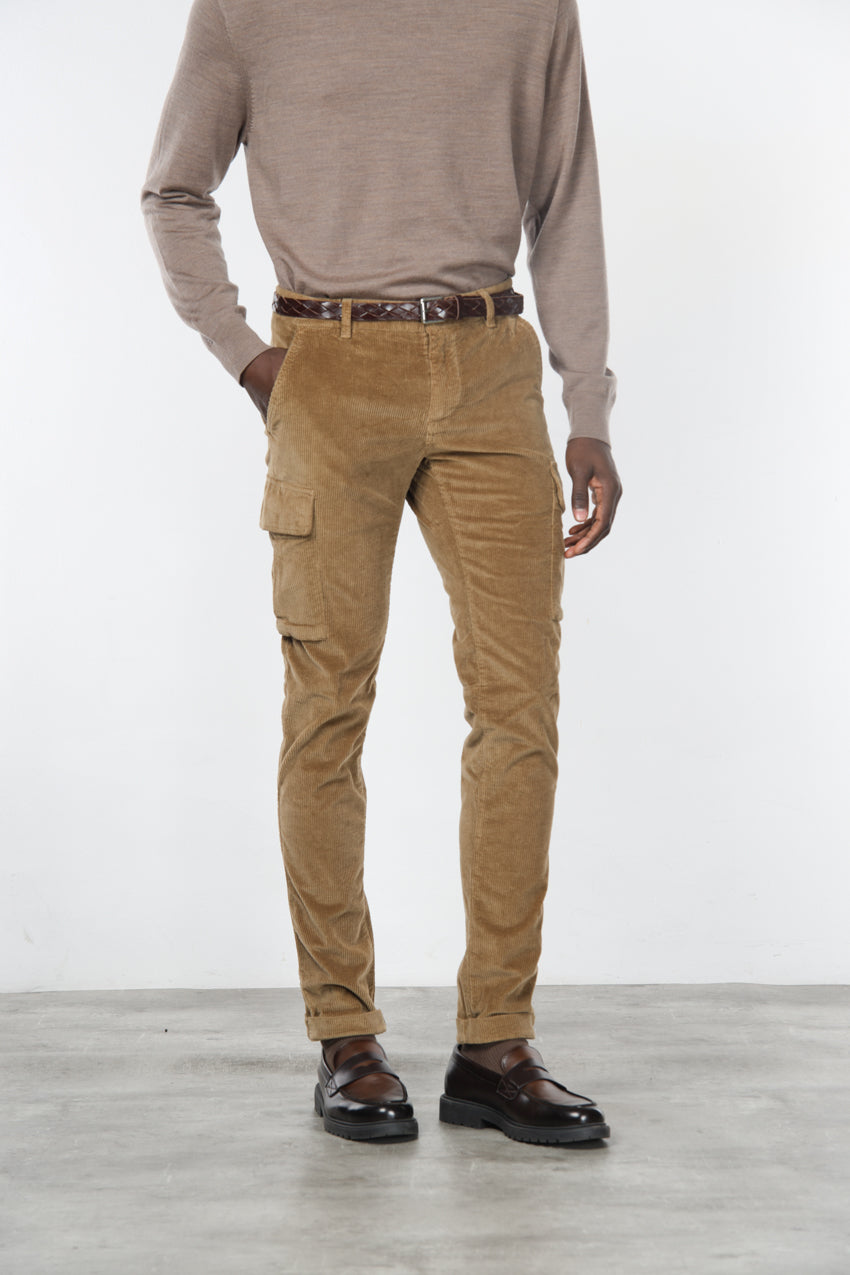 Chile pantalone cargo uomo in velluto 500 righe extra slim fit ①