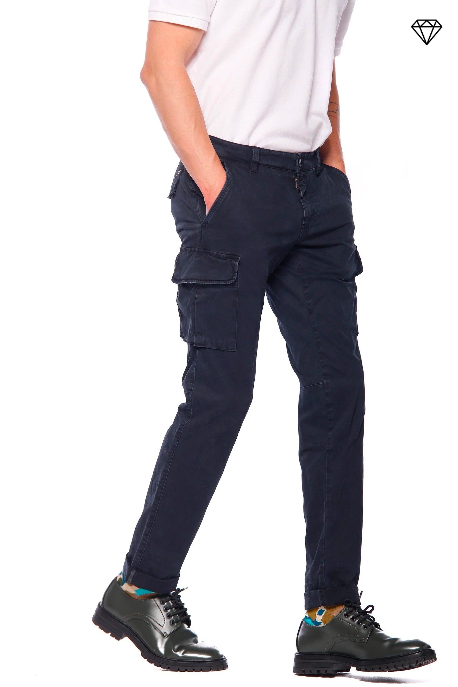 Chile pantalone cargo uomo in gabardina extra slim fit ①