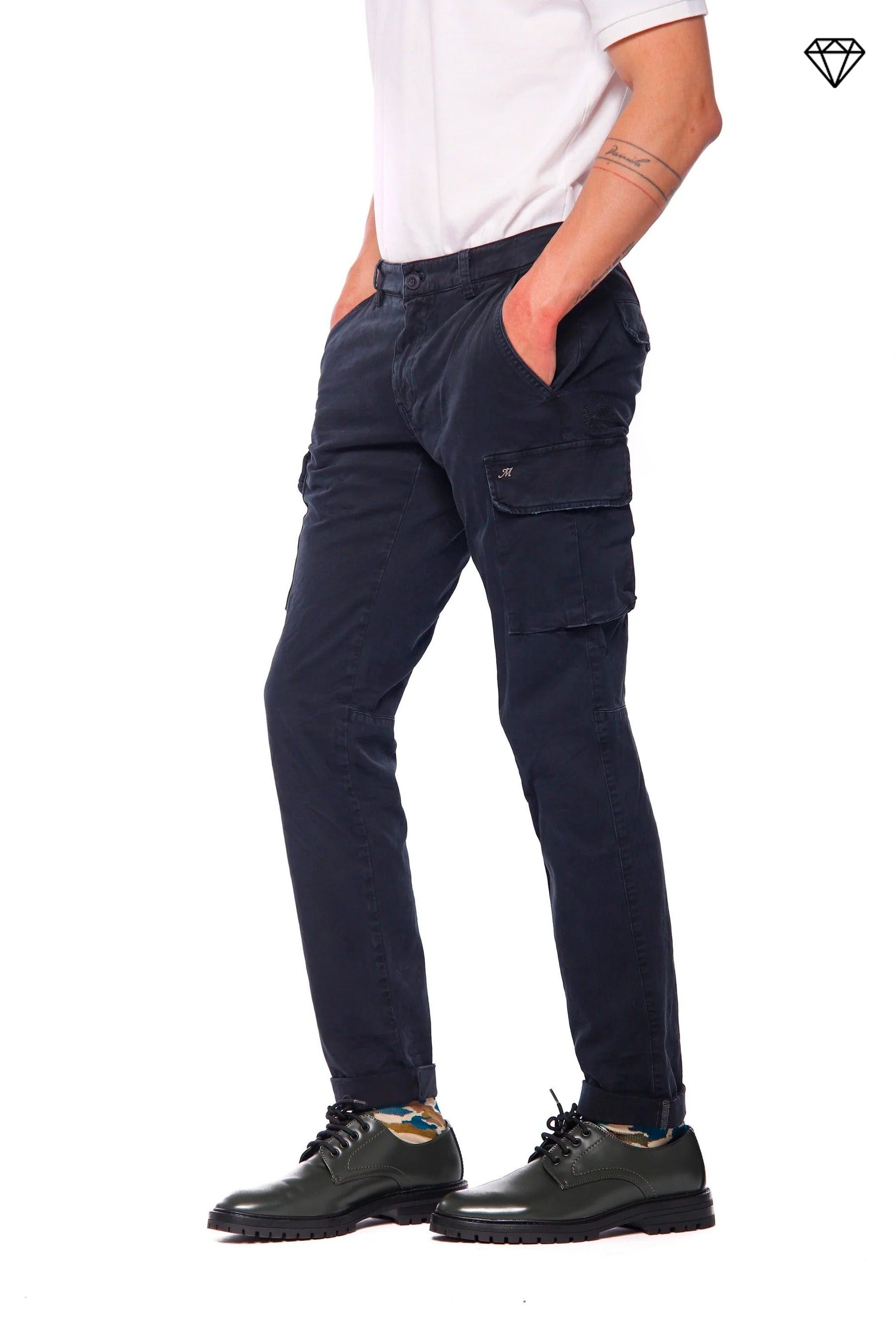 Chile pantalone cargo uomo in gabardina extra slim fit ①