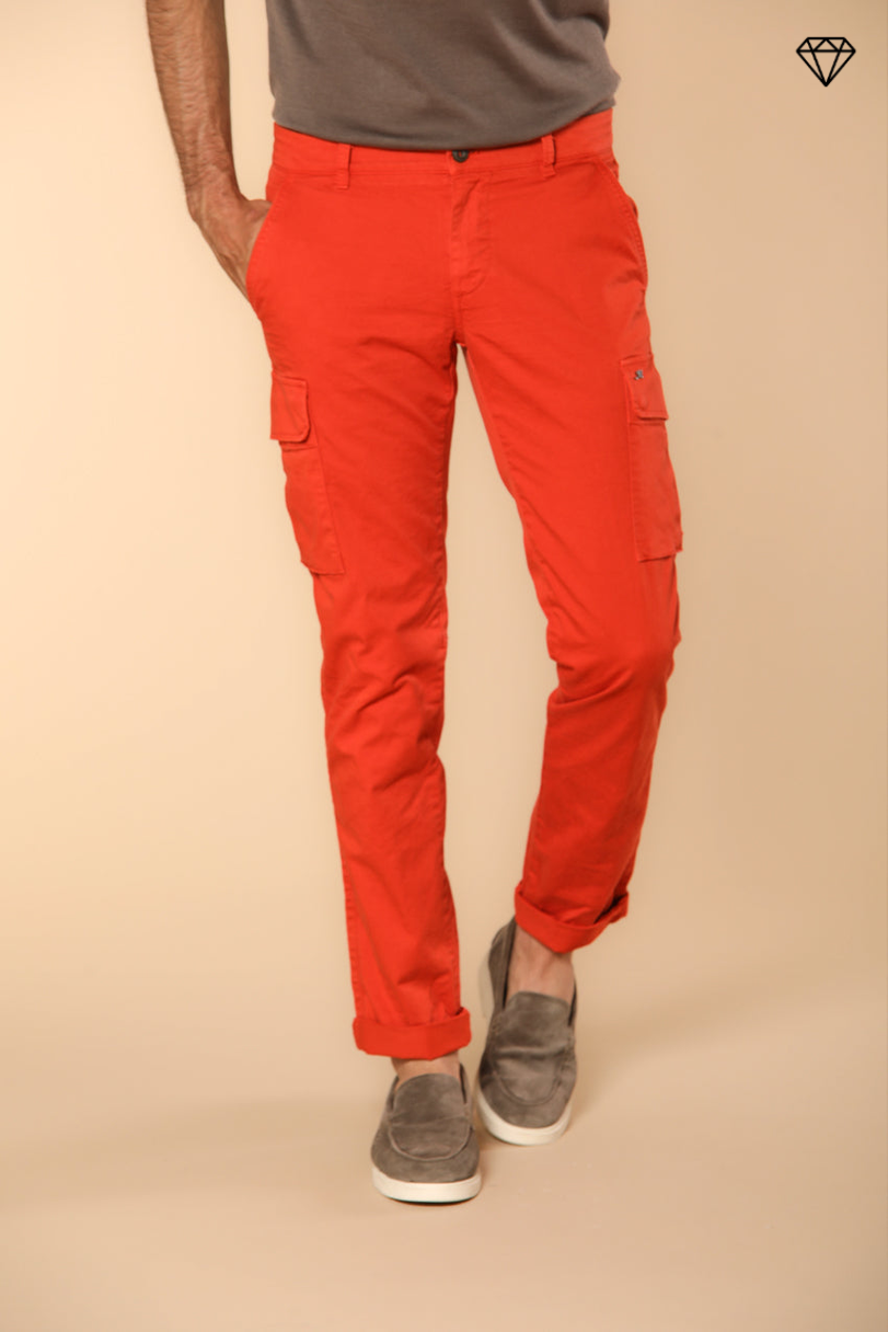 Immagine 1 di Chile pantalone cargo uomo in raso stretch extra slim fit colore arancio di Mason's