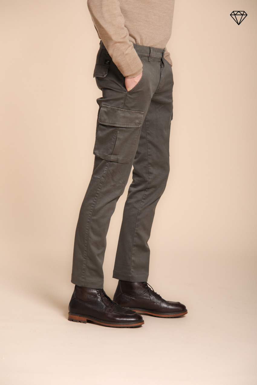 Chile pantalone cargo uomo in gabardina extra slim fit ①